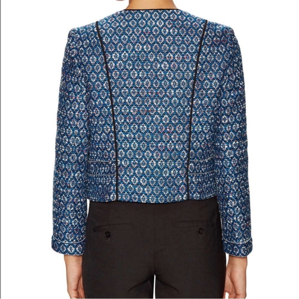 DVF Diane Von Furstenberg Jacket Size 6 Blue White Black Metallic - Picture 15 of 15